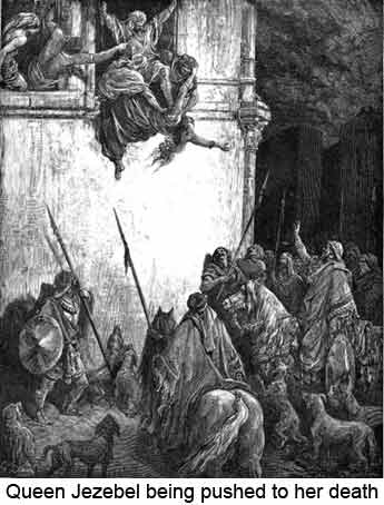 Jezebel being pushed to her death