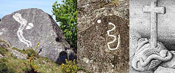 Petroglyphs of serpants and the Cross