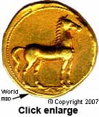 Carthaginian coin with world map including America